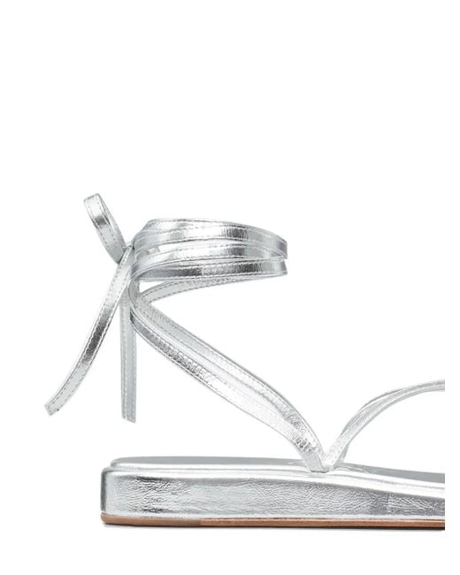 Tory Burch White Capri Metallic Strappy Sandals