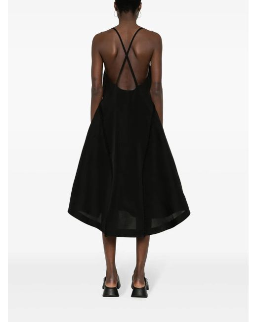 Sacai Black Faille Flared Midi Dress
