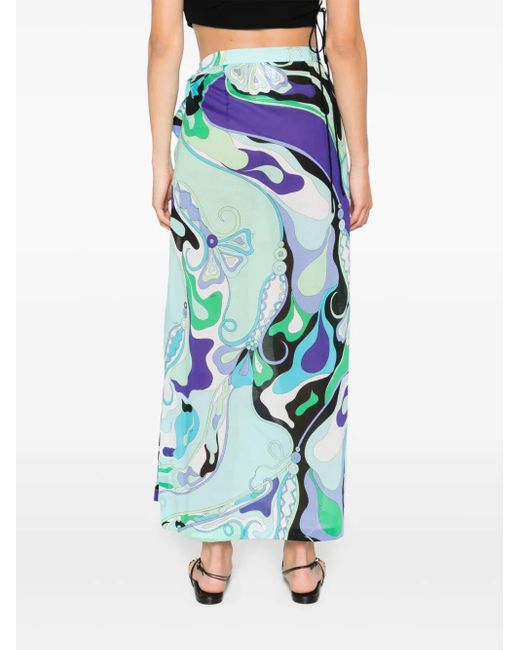 Falda midi estampada Emilio Pucci de color Blue
