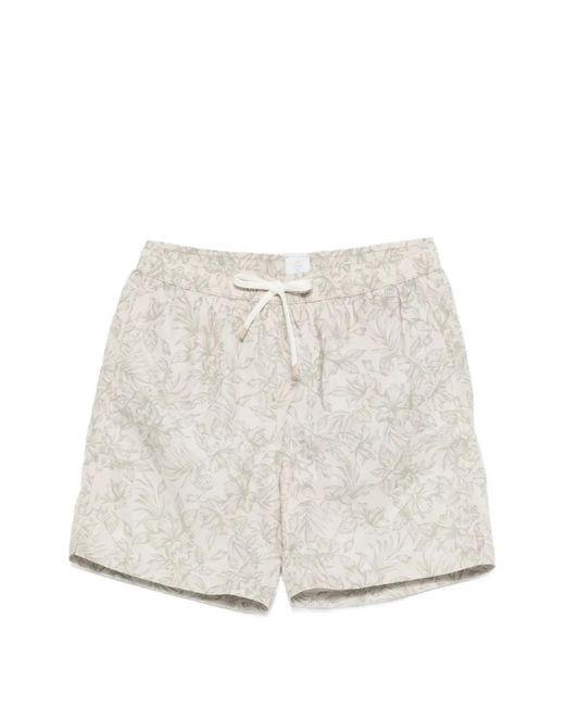 Eleventy White Floral-Print Swim Shorts for men