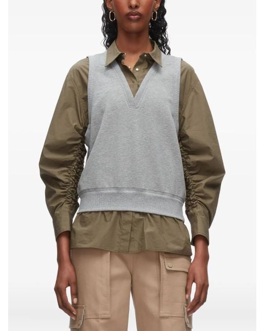 3.1 Phillip Lim Gray V-Neck Sleeveless Layered Vest