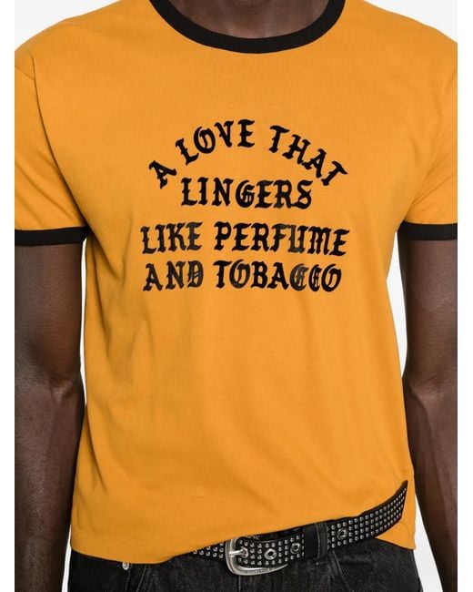 Second/Layer Orange A Love That Lingers Slogan-Print Ringer T-Shirt for men