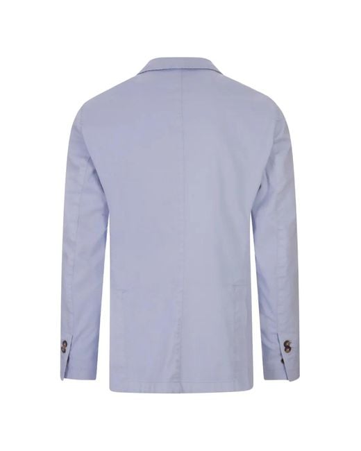 RUSSO CAPRI Blue Button Oxford Blazer for men