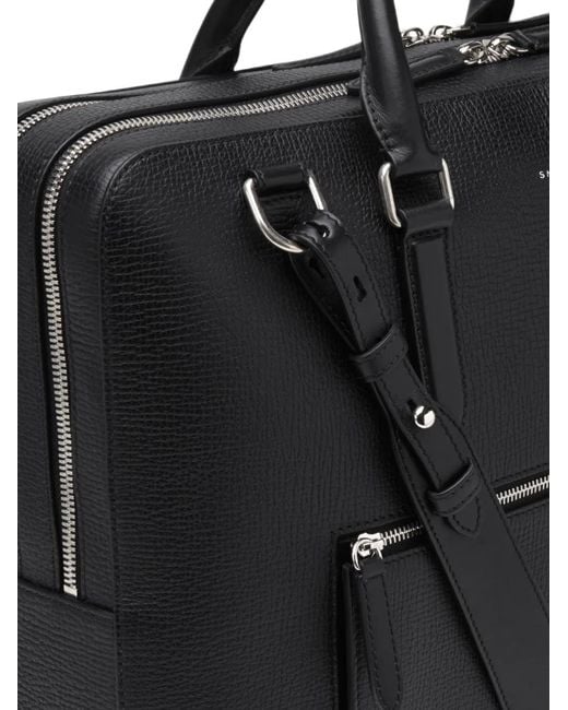 Smythson Black Large Ludlow-Leather Zip-Front Briefcase