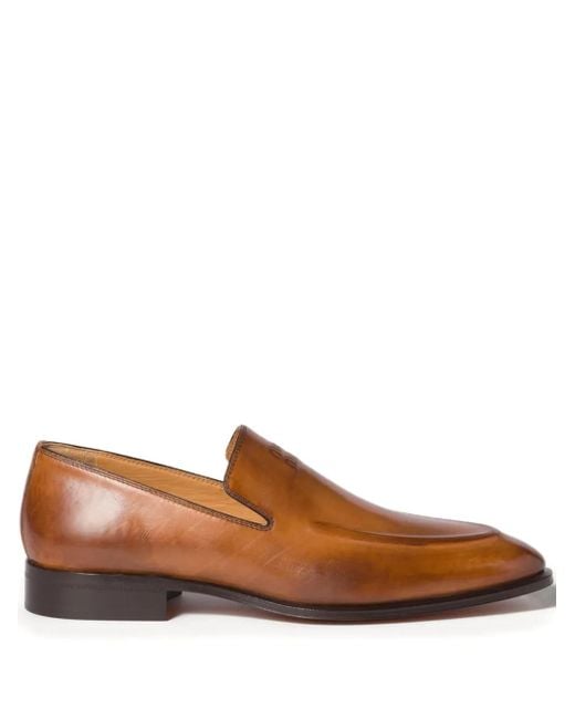 Miu Miu Brown Embossed-Logo Loafers