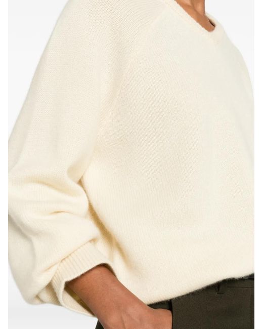 Pull À Col V Soft Goat en coloris Natural