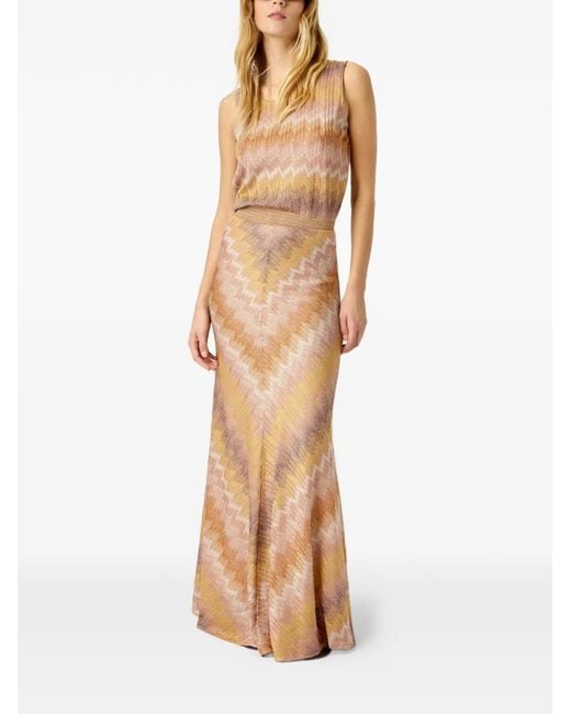 Missoni Natural Chevron-Pattern Maxi Skirt