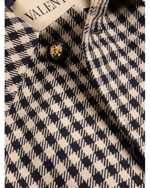 Valentino Garavani Natural Single-Breasted Cotton And Wool Coat With Vichy-Pattern for men