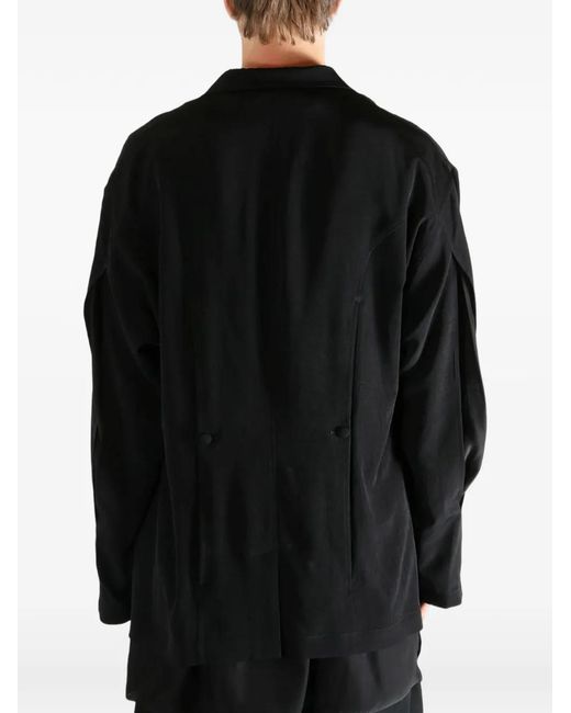 Yohji Yamamoto Black Pleated Flap-Pocket Coat for men