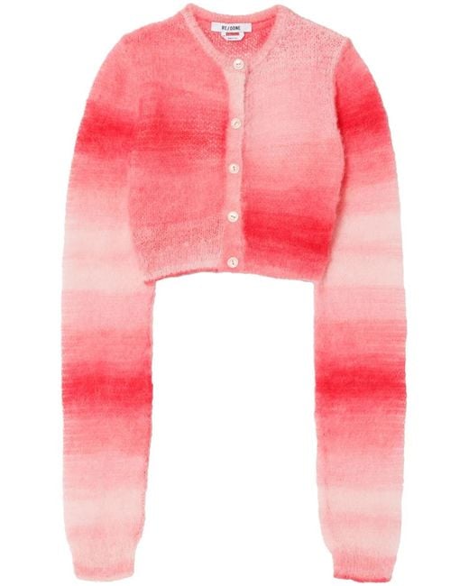 Re/done Red Gradient-Effect Cropped Cardigan