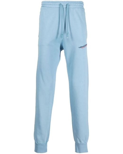 DIESEL Blue Logo-Print Cotton Track Pants for men
