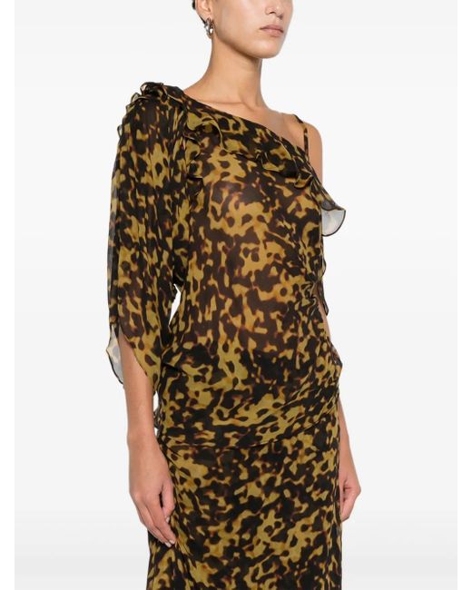 Christopher Esber Brown Ruffle-Trimmed Drape Top