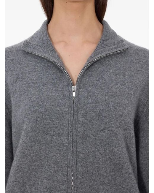 Loulou de Saison Gray Gabi Zipped Stand-Collar Cardigan