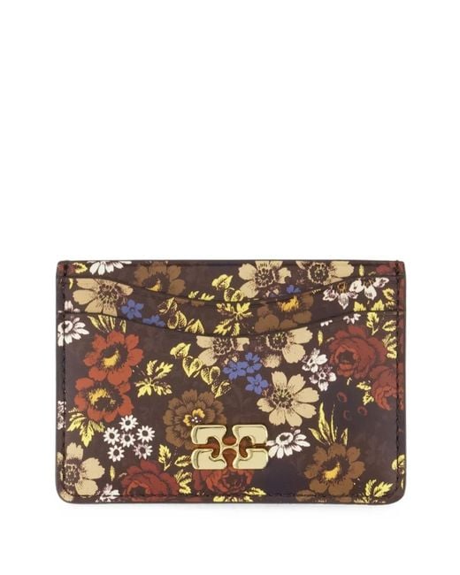 Ganni Brown Floral-Print Wallet