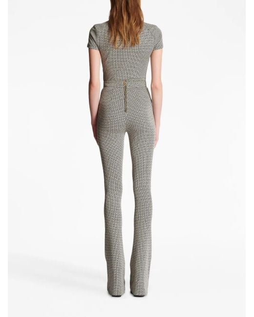 Balmain Gray Monogram Jacquard Flared Trousers