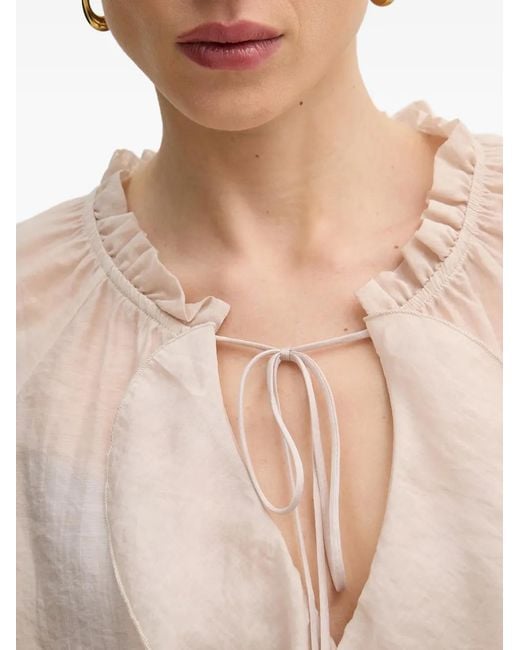 Guess Natural Ruffled Long-Sleeve Blouse