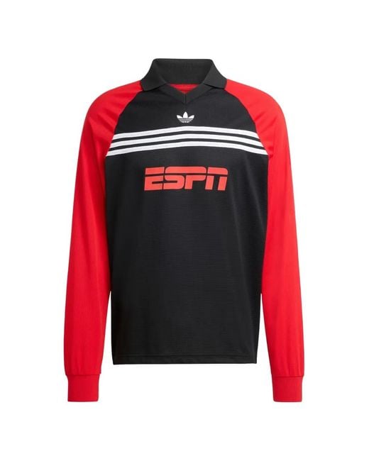 Adidas Red Logo-Print Long-Sleeve T-Shirt for men