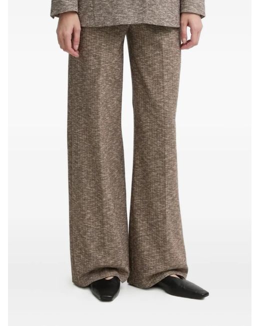 Drykorn Brown Hose mit Fischgrätenmuster