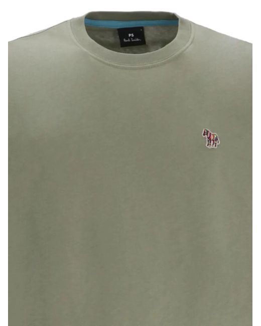 Paul Smith Green Zebra-Embroidered Cotton T-Shirt for men