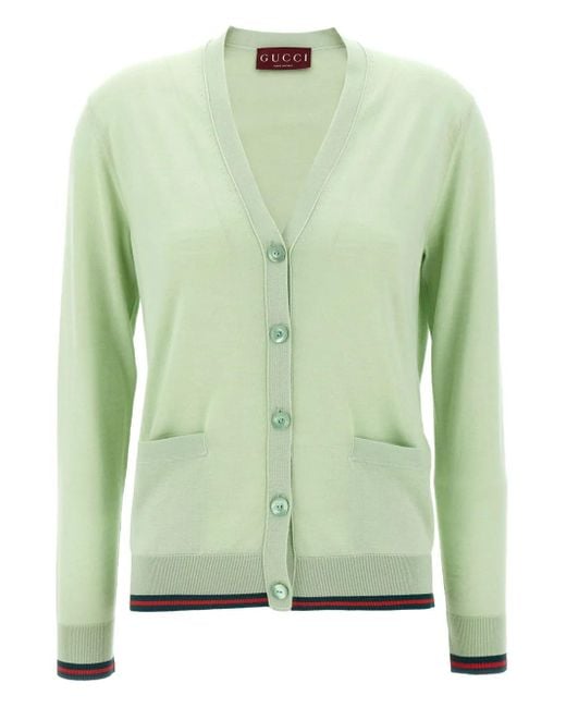 Gucci Green Cardigan mit V-Ausschnitt