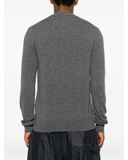 COMME DES GARÇONS PLAY Gray Logo Heart-Emblem V-Neck Cardigan