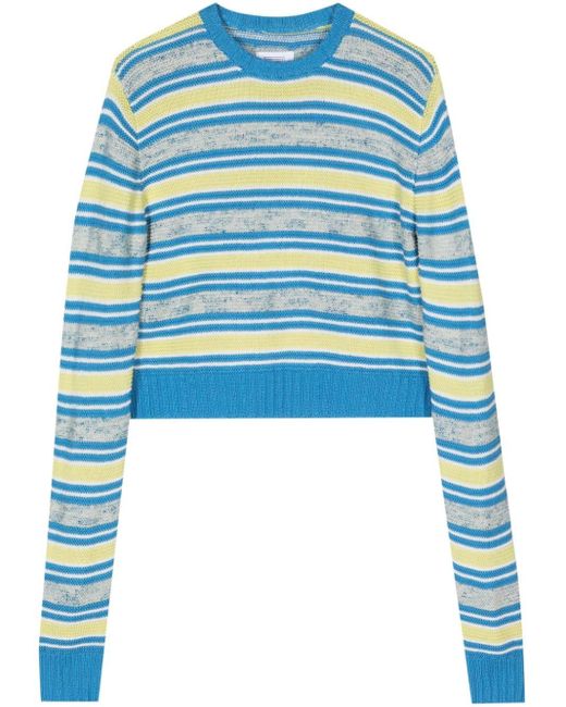 Rosie Assoulin Blue Stripe-pattern Cotton Jumper
