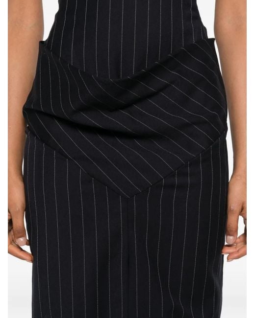 Burc Akyol Black Striped-Patern Sleeveless Midi Dress