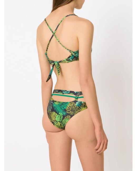Amir Slama Green Tropical Print High Waisted Bikini