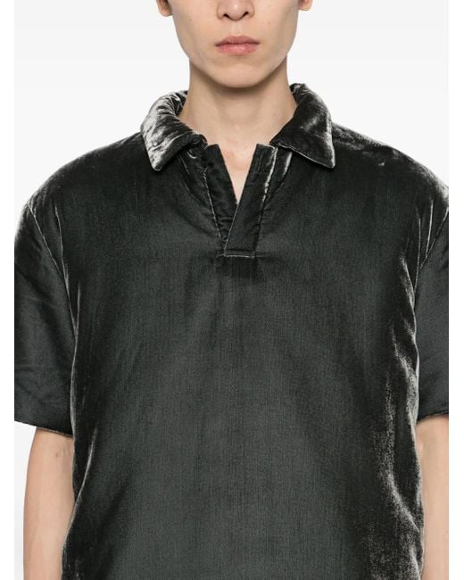 メンズ MASU ベルベット パデッドポロシャツ Black