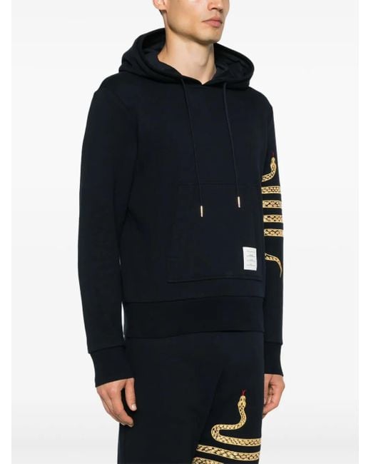 Thom Browne Blue Snake 4-Bar Roll-Neck Hoodie for men