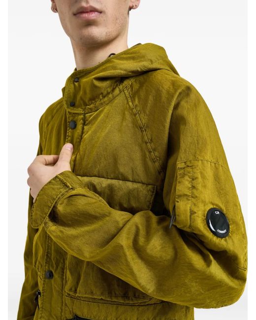 C P Company Green Panama-R Goggle-Detail Hooded Jacket for men