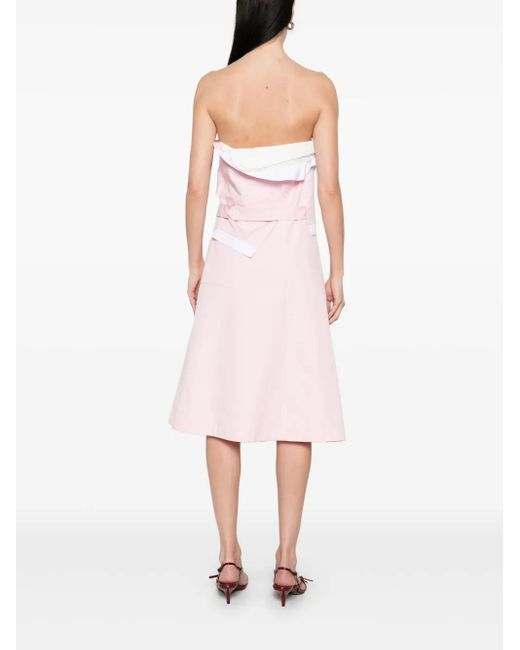 Vestido corto con detalle a capas Miu Miu de color Pink