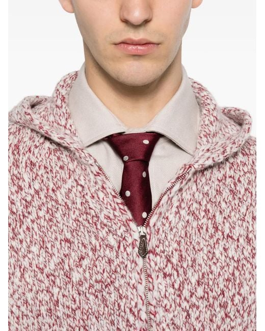 Eleventy Pink Zip-Up Hood Cardigan for men