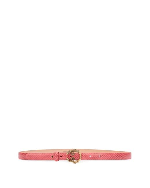 Roberto Cavalli Pink Snake-Buckle Belt