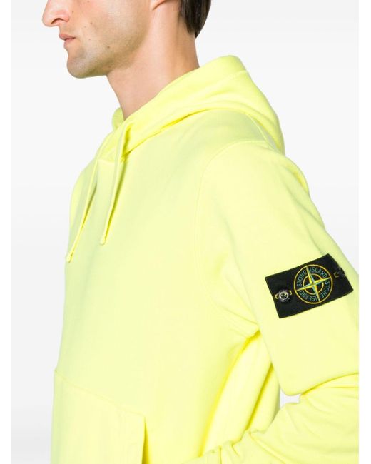 Stone Island Yellow Compass-badge Cotton Hoodie for men