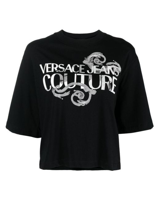 Camiseta con logo estampado Versace de color Black