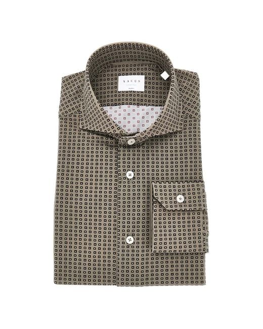 Xacus Gray Geometric-Print Shirt for men