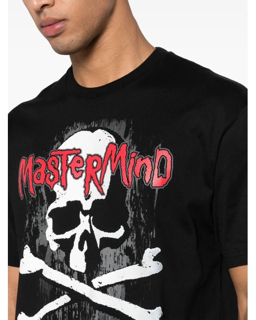 Mastermind Japan Black Graphic-Print Cotton T-Shirt for men