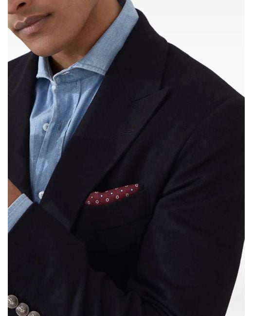 Brunello Cucinelli Purple Silk Pocket Square for men