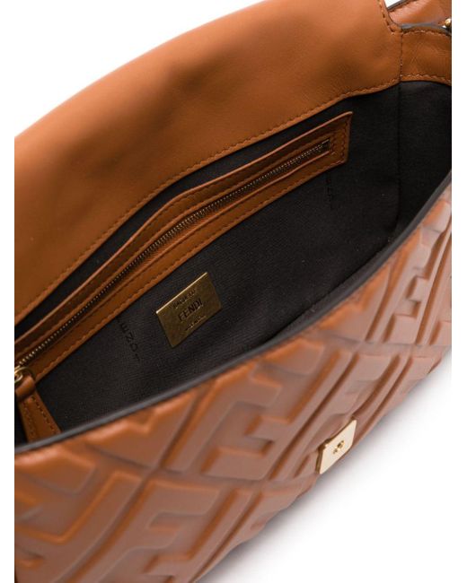 Fendi Brown Baguette Ff-embossed Shoulder Bag