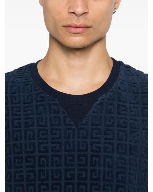Givenchy Blue 4G Cotton Towelling T-Shirt for men