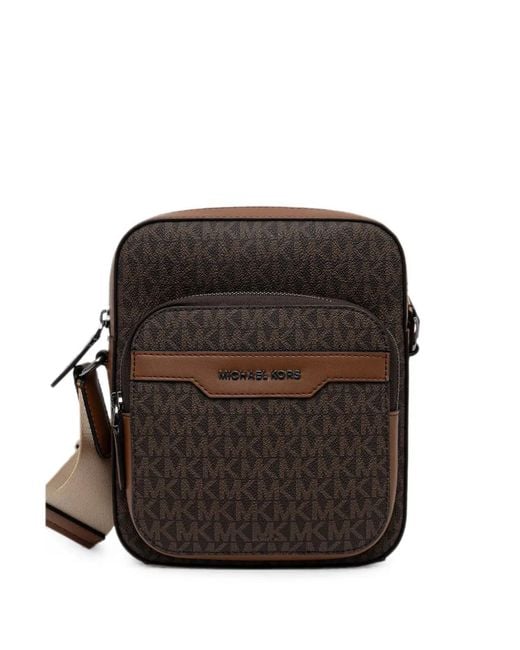 Michael Kors Black Mini Hudson Logo-Monogram Zip-Pocket Shoulder Bag for men