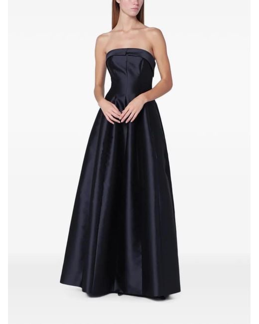 Alberta Ferretti Blue Robe Bustier À Design Plissé
