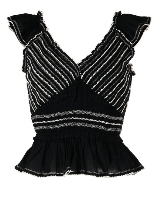 Top Mable bordado Sea de color Black