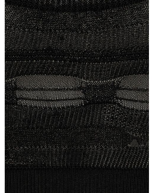 Laneus Black Knit Cropped Top