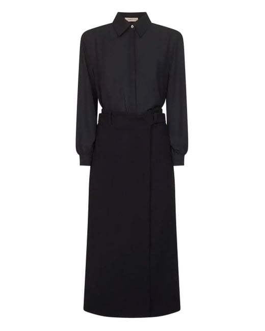 Blanca Vita Black Shirt-Collar Dress