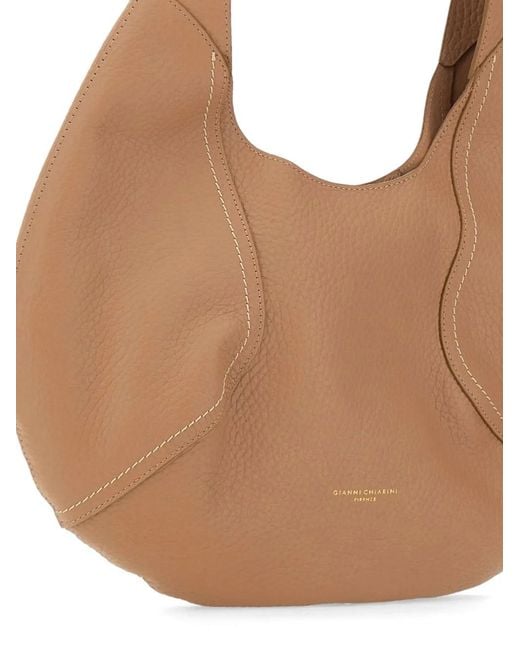 Gianni Chiarini White Zeudi Grained Stitching Shoulder Bag