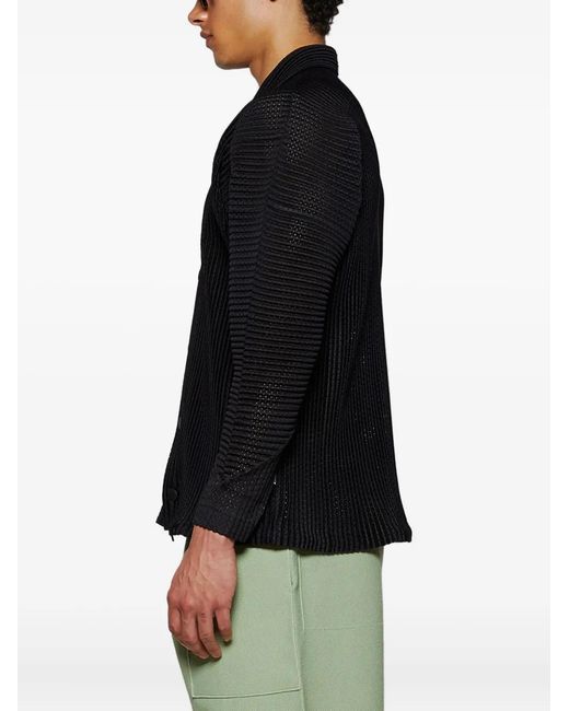 Homme Plissé Issey Miyake Black Pleated Shirt Jacket for men