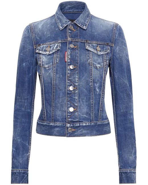 DSquared² Blue Distressed Denim Jacket