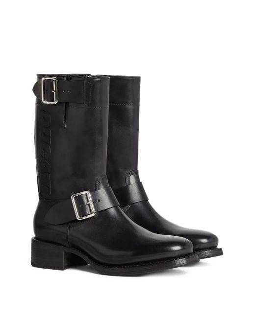 DSquared² Black X Ducati Leather Biker Boots for men